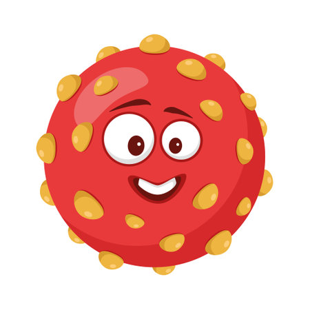 Vector illustration of a Hepatovirus A virus in cartoon style isolated on white backgroundのイラスト素材