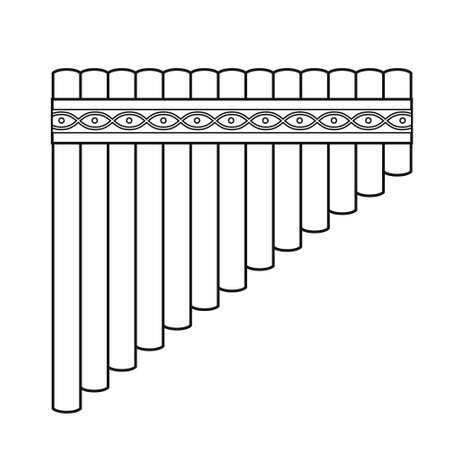 Easy coloring cartoon vector illustration of a panpipe isolated on white backgroundのイラスト素材