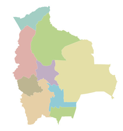 Vector blank map of Bolivia with departments and administrative divisions. Editable and clearly labeled layers.のイラスト素材