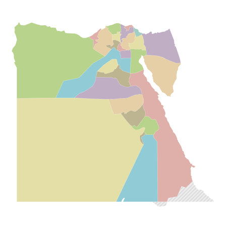 Vector blank map of Egypt with governorates or provinces and administrative divisions. Editable and clearly labeled layers.のイラスト素材