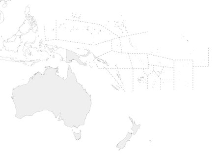 Blank Political Oceania Map vector illustration isolated on white background. Editable and clearly labeled layers.のイラスト素材