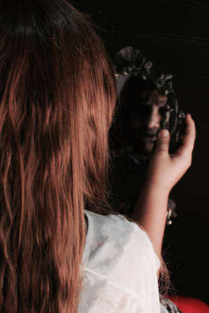 a creepy mirror reflection