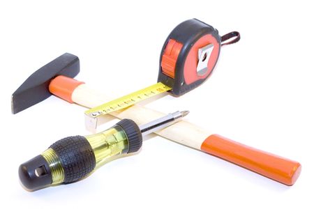 Tape-measure, hamer, screwdriverの写真素材