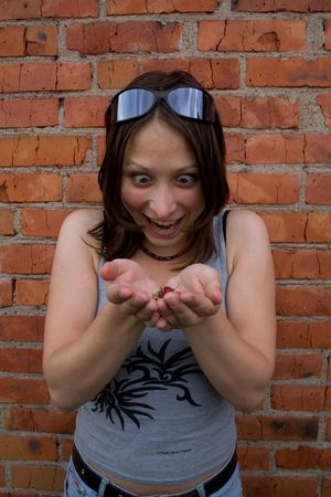 Woman with strawberriesの写真素材