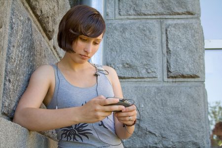 Woman with phoneの写真素材