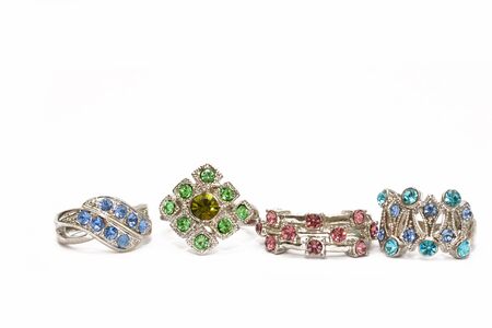 Different silver ringsの写真素材