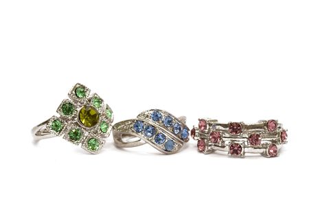 Different silver ringsの写真素材