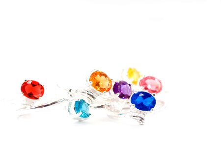 Different silver ringsの写真素材