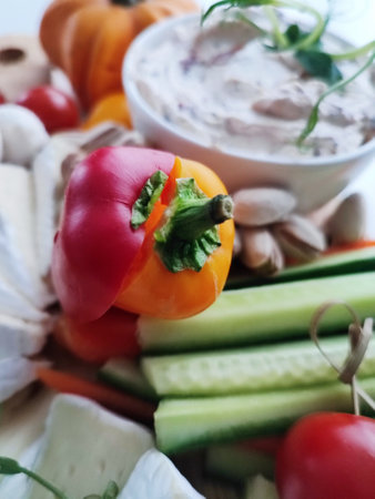 Tzatziki dip with fresh vegetables - traditional greek appetizer
