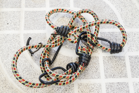 Rope laid on the concrete floorの写真素材