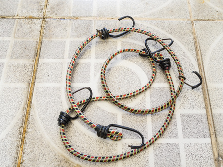 Rope laid on the concrete floorの写真素材