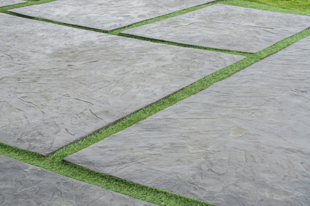 Green grass texture paving stone style seamlessの写真素材