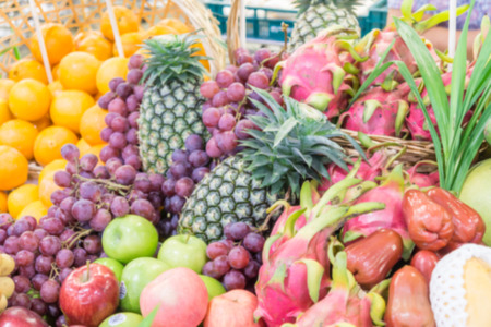 Blur Background from many different exotic fruits,soft focus.の写真素材
