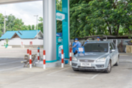 blurred abstract background of Gas station.の写真素材