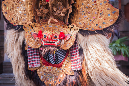 UBUD, BALI, INDONESIA - APRIL 01: Barong Dance show, the traditional balinese performance on April 01, 2012 in Ubud, Bali, Indonesia.のeditorial素材