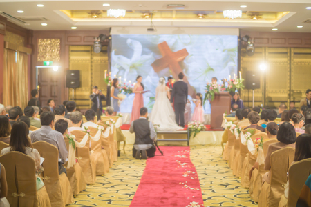 Beautiful wedding ceremony in vintage, blurredの写真素材