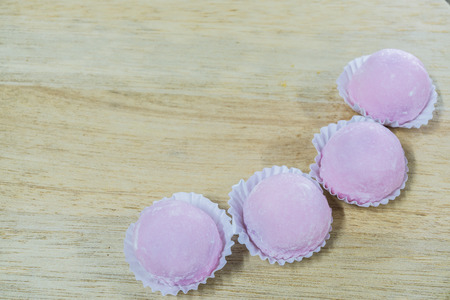 Daifuku dessert delicious of Japan on wooden cutting boardsの写真素材