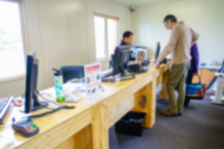 blurred office background , business discussion and planningの写真素材