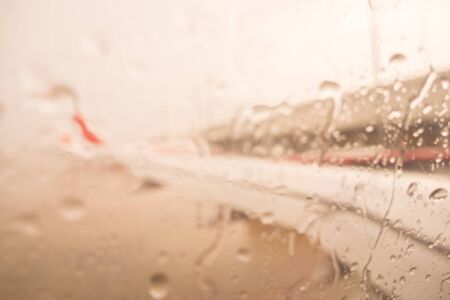 abstract blurred background Rain Water drops on mirror airport background