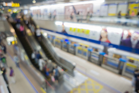Blurred abstract background of people on subway train,Business People Walking Commuter Travel Motion City,Business People Subway Station Commuter to Travel conceptの写真素材