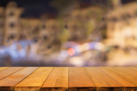Empty Wood table top with blur background with bokeh image,in vintage effect - can be used for...