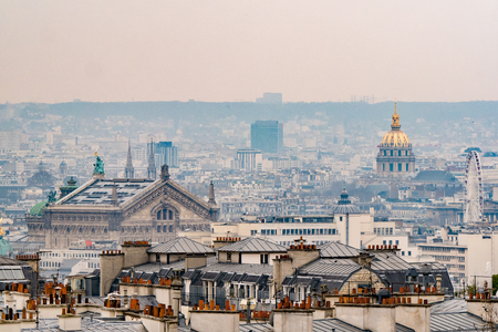 city of Paris with sunset, great for your design and background,vintage color,selective focusの写真素材