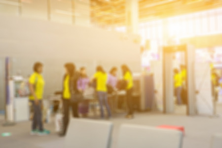 blurred background of TSA, Security Checkpoint - Body and Luggage bag Scan Machine ,Secure in Airport Check In,vintage colorの写真素材
