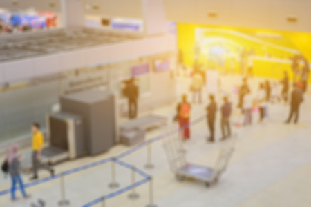 blurred background of Checkpoint - Body and bag Luggage Scan Machine ,Security Airport Check In,vintage colorの写真素材