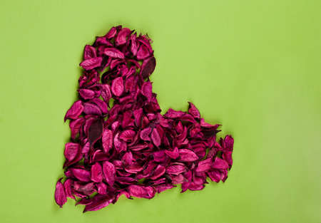 heart made ??of red rose petals on the paperの写真素材