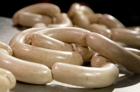 Production of sausage in a meat factoryの写真素材