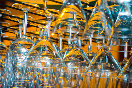 Lots of wine glasses on the whiteの写真素材