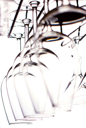Lots of wine glasses on the whiteの写真素材