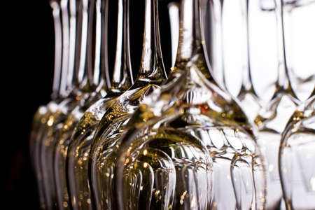 Lots of wine glasses on the white