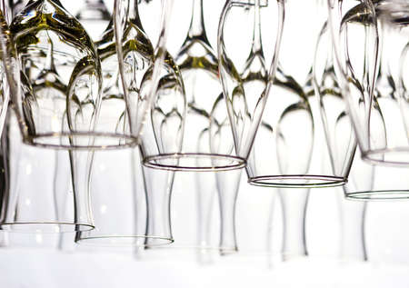 Lots of wine glasses on the whiteの写真素材