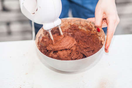 Dough mixer whipped in  kitchenの写真素材