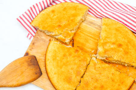 pie on a wooden board in the kitchen