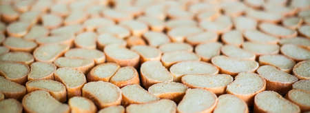 Crackers on the production line at the bakery .の写真素材