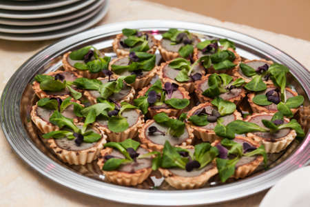 delicious appetizers on a table in a restaurant.の写真素材
