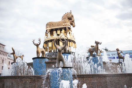 KUTAISI, GEORGIA - FEBRUARY 23, 2016: Fountain Colchis in center of Kutaisi.のeditorial素材