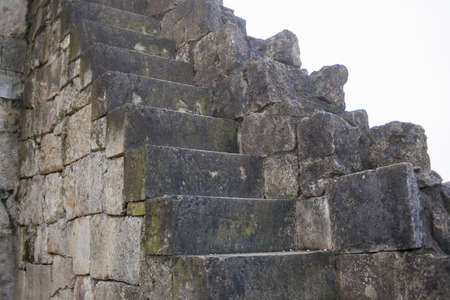 beautiful old stone stairs natural dark stone diabase with stone steps.の写真素材