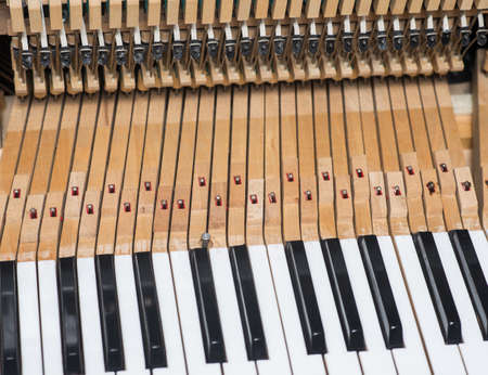 Vintage piano hammer mechanism. Prepare to repair.の写真素材