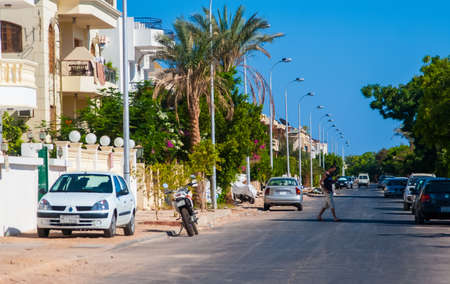 SHARM EL SHEIKH, EGYPT - JULY 9, 2009. Unfinished buildings in downtown with trash.のeditorial素材