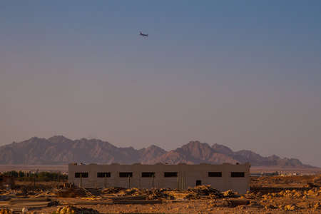 SHARM EL SHEIKH, EGYPT - JULY 9 2009. Unfinished buildings in downtown with trash.のeditorial素材
