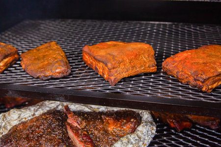 Close-Up Of Meat On Barbecue Grill. High quality photoの写真素材