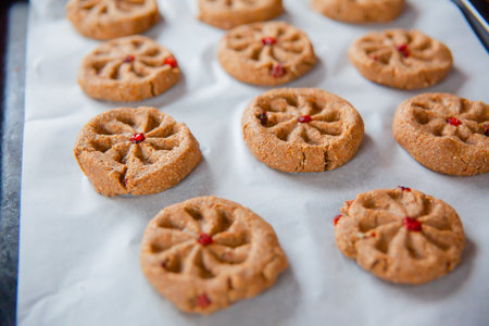 lots of freshly baked oatmeal cookies. High quality photoの写真素材