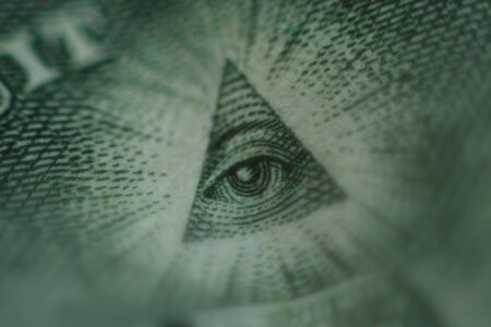 All seeing eye from the back of US dollar bill.の写真素材