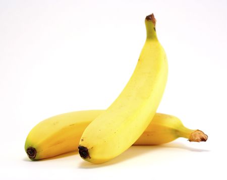 Two bananas isolated on white.の写真素材