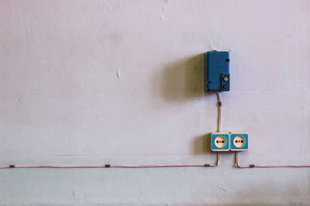Old electric socket and wireの写真素材