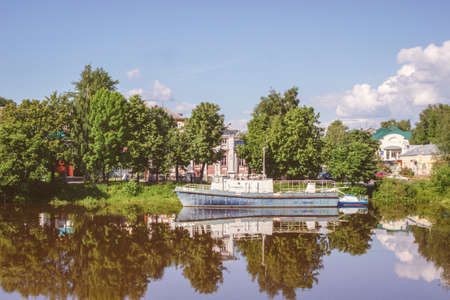 Vologda River in Vologda City at sunny summer day, Russia.の写真素材
