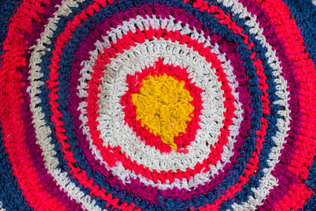 Recycled ethnic rug background and texture. Colorful cloth materials.の写真素材